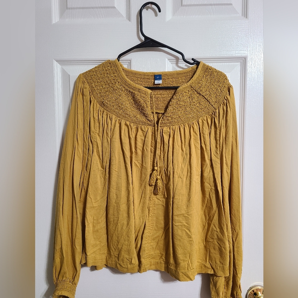 Old Navy Smock Boho Mustard Top